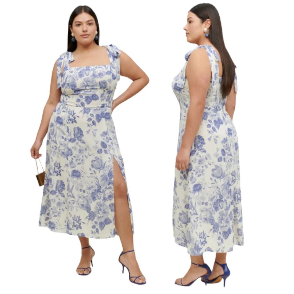 Reformation Blue Floral Midi Dress